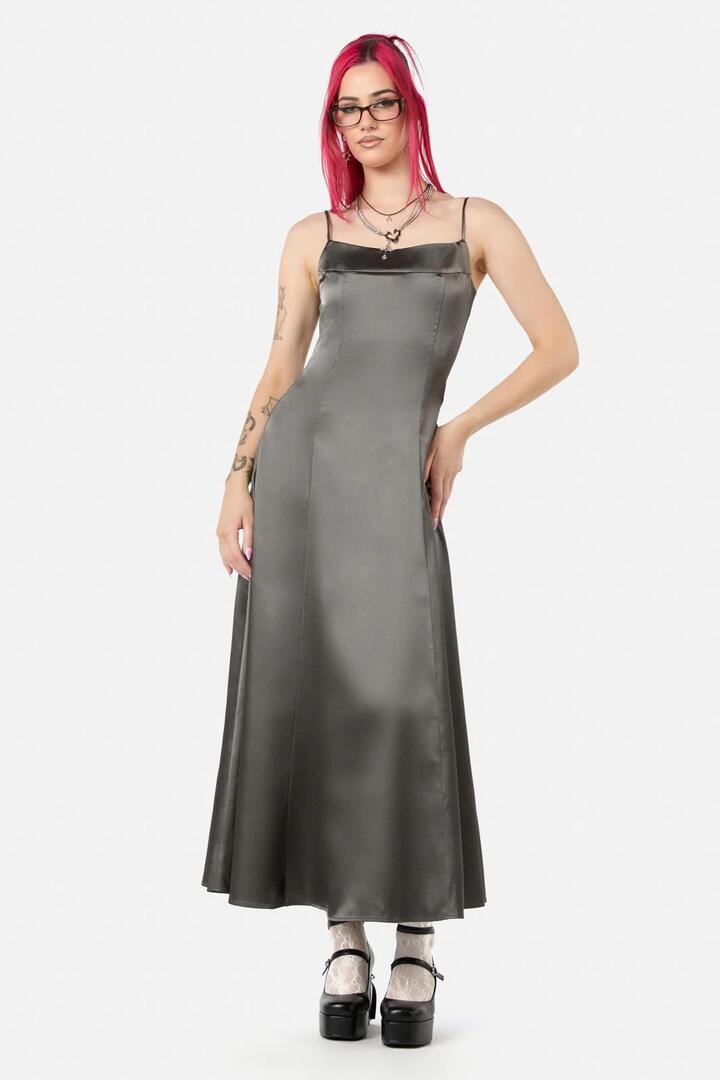 Image of a model wearing Dress. Productname: Maid Of Orleans Dress in Antique Silver colour by brand - Black Friday