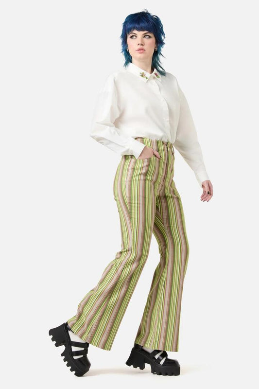 Image of a model wearing Pants. Productname: Homily Stripe Cord Pant in Multi colour by brand - Dangerfield