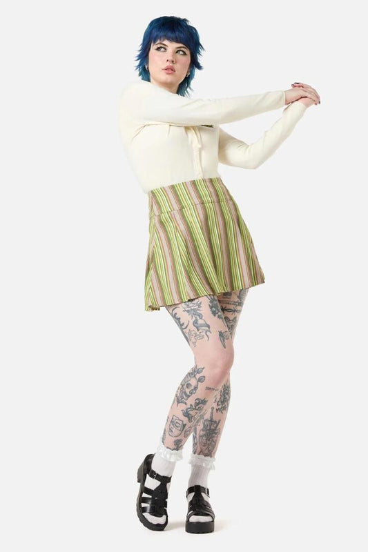 Image of a model wearing Skirts. Productname: Homily Stripe Cord Skirt in Multi colour by brand - Dangerfield
