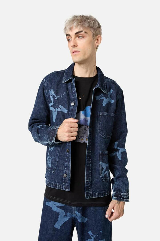 Image of a model wearing Outerwear. Productname: Nevermind Unisex Chore Jacket in Blue/Black colour by brand - Dangerfield