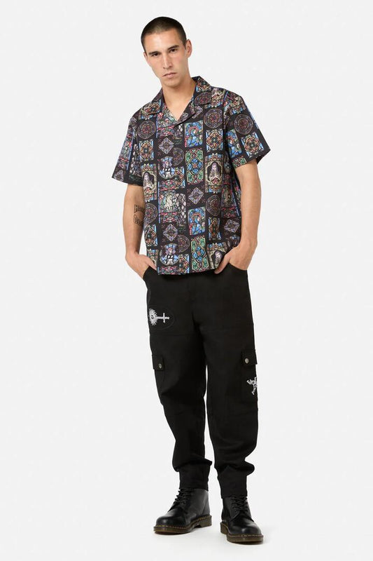 Image of a model wearing Tops. Productname: Vitrail SS Shirt in Multi colour by brand - Black Friday