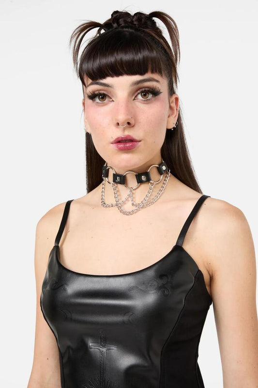 Image of Jewelry. Productname: Ring & Chain Choker in Black colour by brand - Black Friday