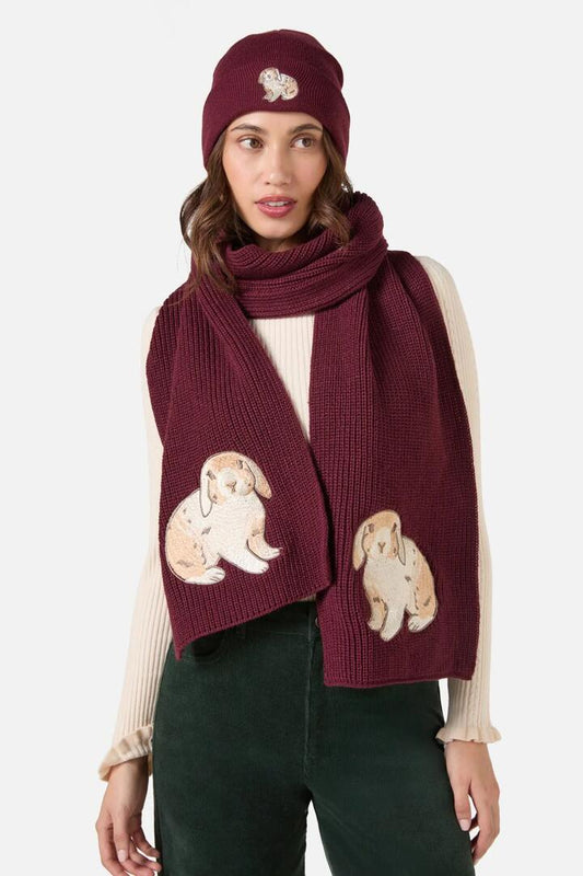 Image of Hats. Productname: Coco Rabbit Embroidered Beanie in Burgundy colour by brand - Princess Highway
