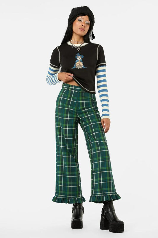 Image of a model wearing Pants. Productname: Jester Tartan Pant in Green colour by brand - Black Friday