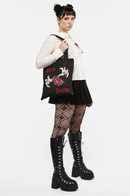 Image of Bags. Productname: Dead Inside Woven Tote in Black colour by brand - Black Friday