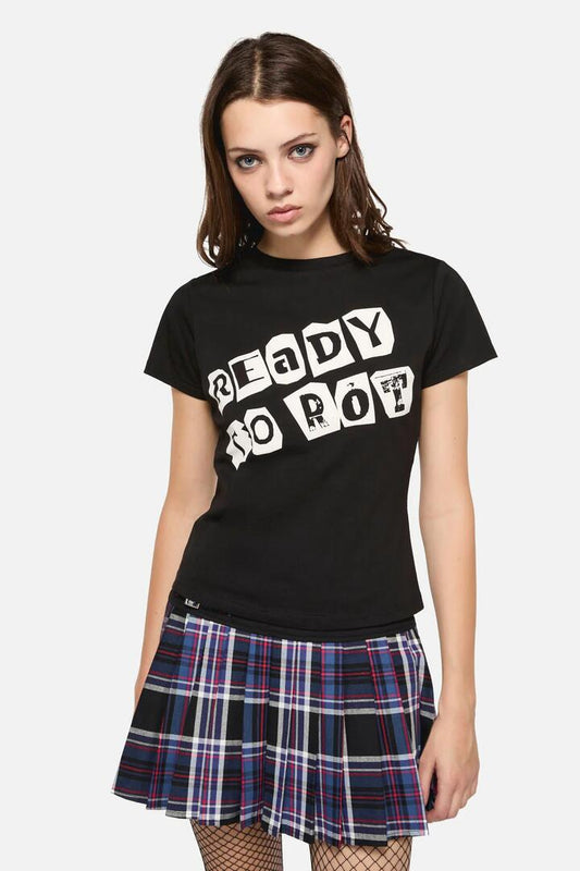 Image of a model wearing Tops. Productname: Ready To Rot Tee in Grey colour by brand - Dangerfield