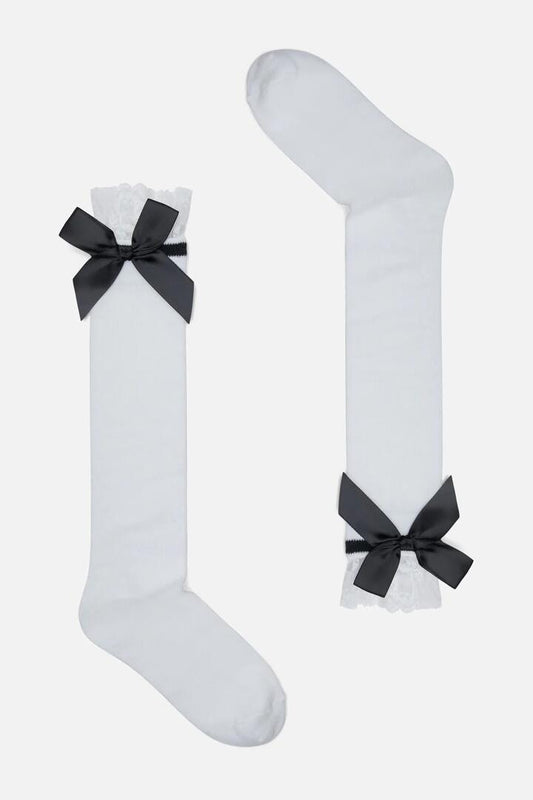 Image of Socks. Productname: Sweet Lace & Bow Top Socks in White colour by brand - Dangerfield