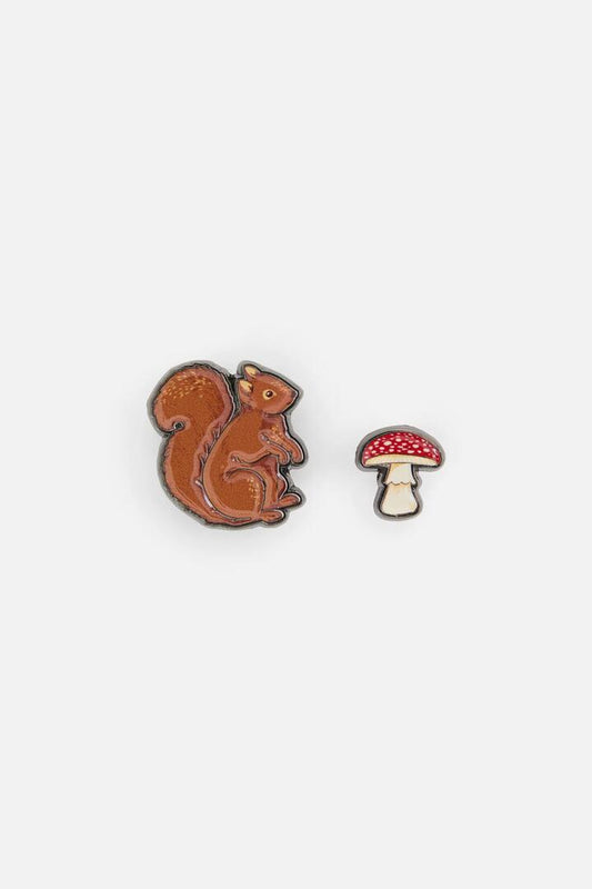 Image of Jewelry. Productname: Squirrel Mushroom Pin Set in Multi colour by brand - Princess Highway
