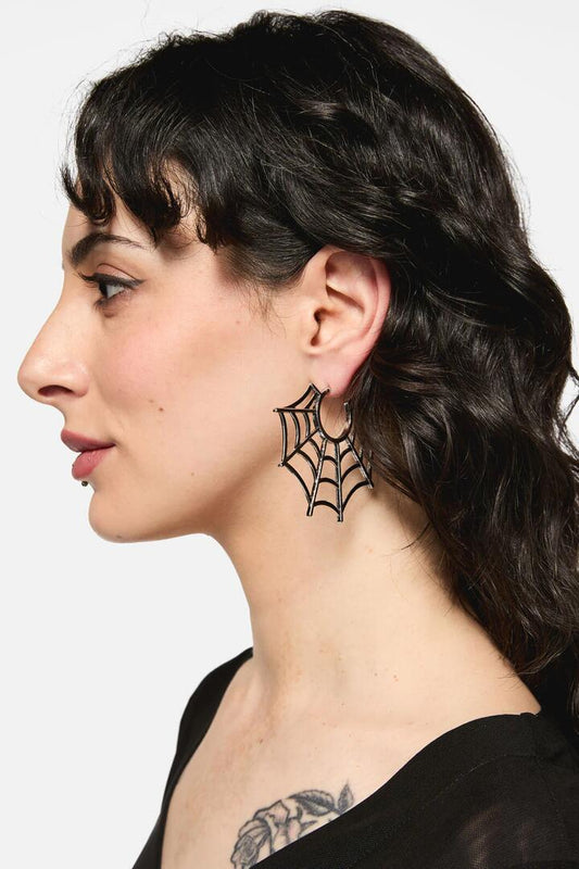 Image of Earrings. Productname: Spider Web Earrings in Silver colour by brand - Dangerfield