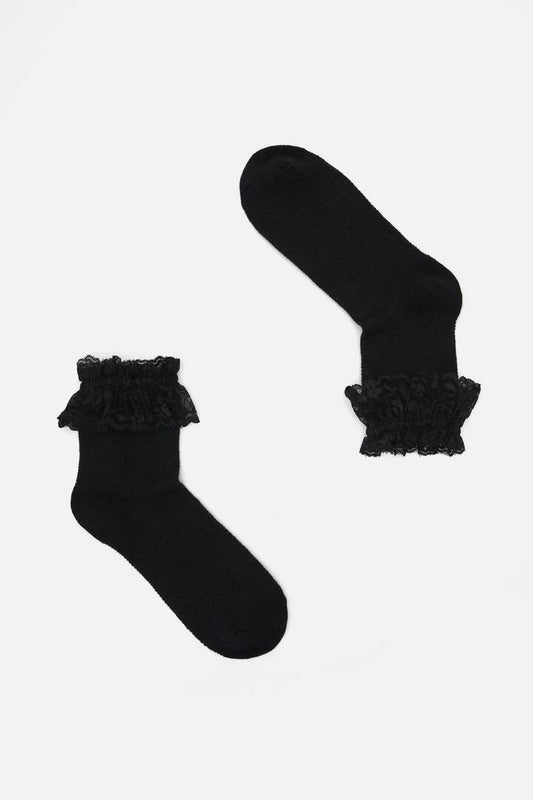 Image of Socks. Productname: Black Lace Top Sock in Black colour by brand - Dangerfield