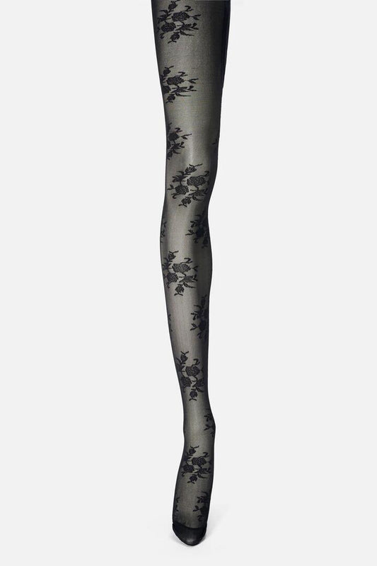 Image of Lingerie. Productname: Black Roses Sheer Tights in Black colour by brand - Princess Highway
