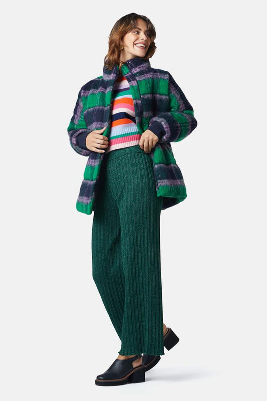 Image of a model wearing Pants. Productname: Dazzle Knit Pant in Dark Green colour by brand - Gorman