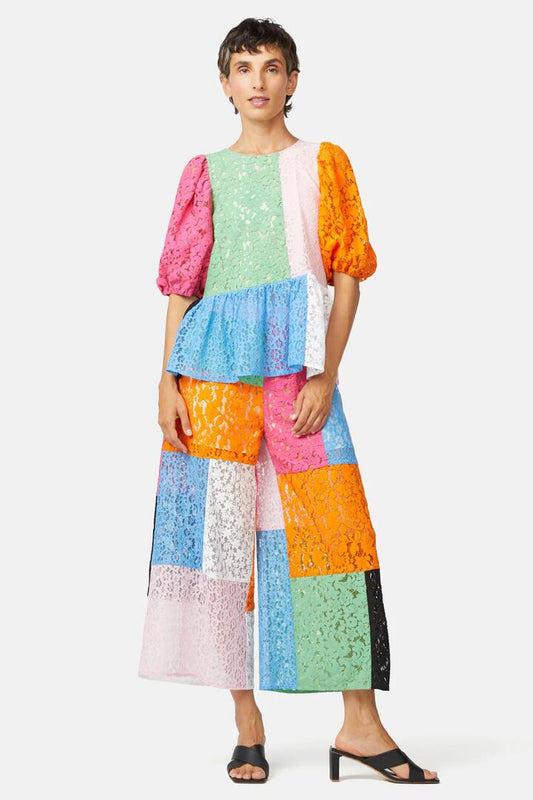 Image of a model wearing Tops. Productname: Love Lace Top in Multi colour by brand - Gorman