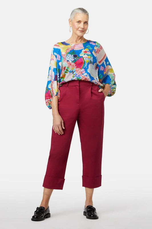 Image of a model wearing Pants. Productname: Devon Pant in Raspberry colour by brand - Gorman