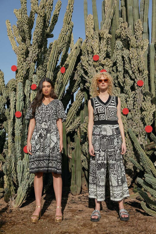 Image of a model wearing Tops. Productname: Museum Bustier Dress in Print colour by brand - Gorman