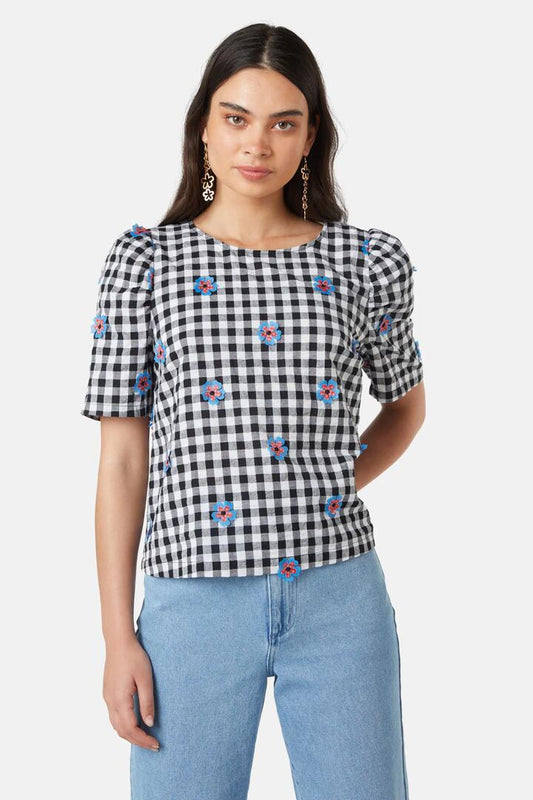 Image of a model wearing Tops. Productname: Lilly Gingham Top in Check colour by brand - Gorman