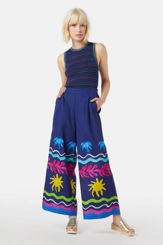 Image of a model wearing Pants. Productname: Beach Motif Pants in Print colour by brand - Gorman