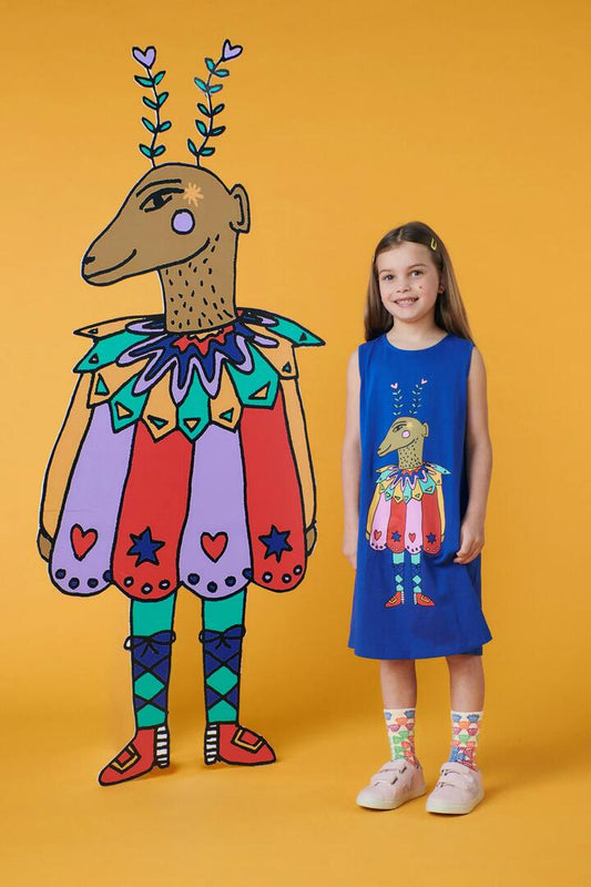 Image of Dresses. Productname: Fable Deer Kids Dress in Blue colour by brand - Gorman