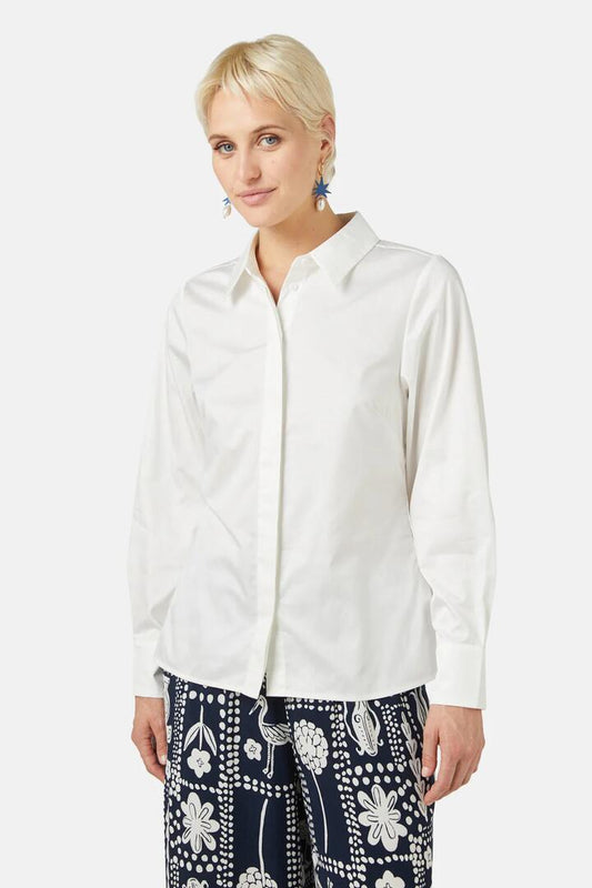 Image of a model wearing Tops. Productname: Francine Shirt in White colour by brand - Gorman