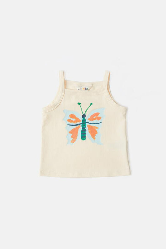 Image of a model wearing Tops. Productname: Bugs Baby Singlet in Cream colour by brand - Gorman