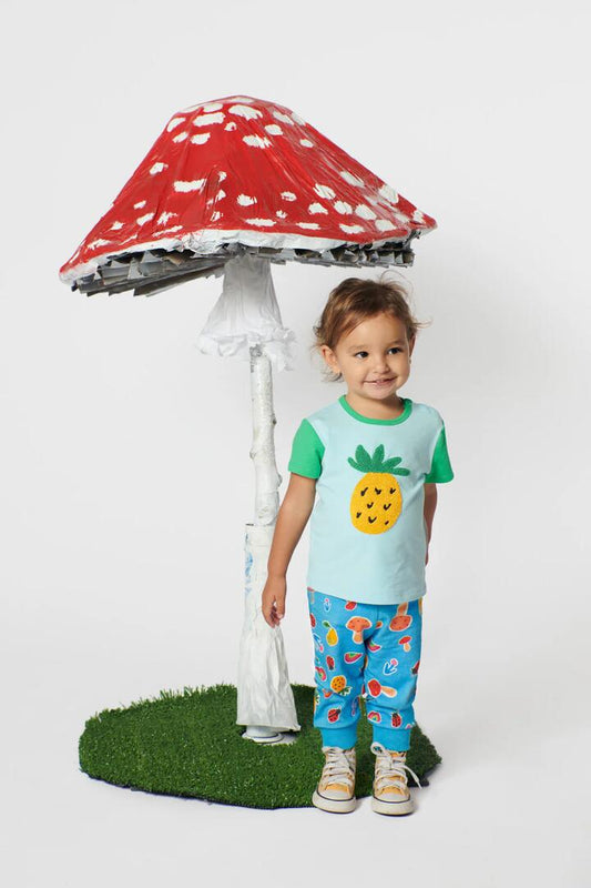 Image of a model wearing Tops. Productname: Pineapple Baby Tee in Blue colour by brand - Gorman