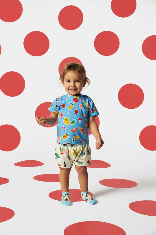 Image of a model wearing Tops. Productname: Rainbows Baby Tee in Blue colour by brand - Gorman