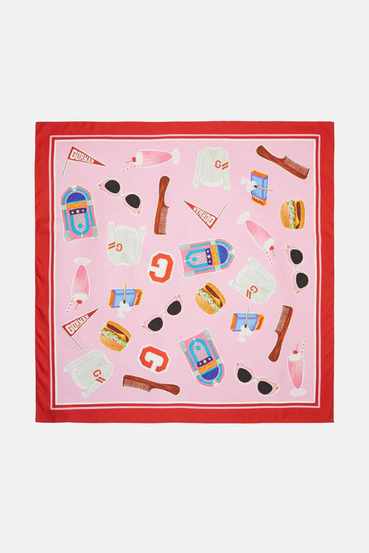 Image of Accessories. Productname: Grease Silk Scarf in Pink colour by brand - Gorman