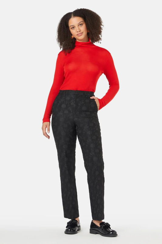 Image of a model wearing Pants. Productname: Sunflower Jacquard Pant in Black colour by brand - Gorman