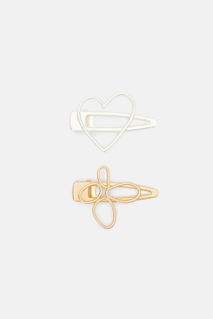 Image of Hair Accessories. Product name - Floral Heart Hair Clips Set 2 in Multi colour by brand - Gorman