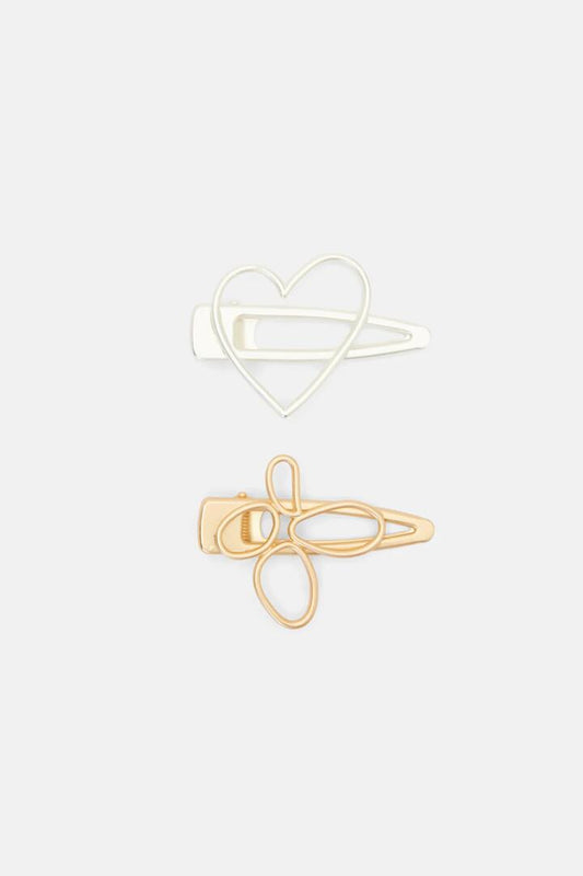 Image of Hair Accessories. Product name - Floral Heart Hair Clips Set 2 in Multi colour by brand - Gorman