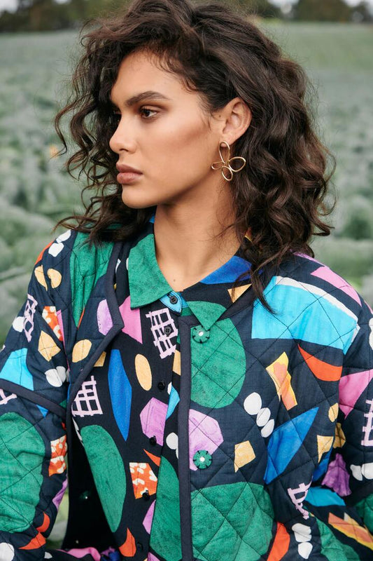 Image of Earrings. Productname: Brushed Floral Gold Earrings in Gold colour by brand - Gorman