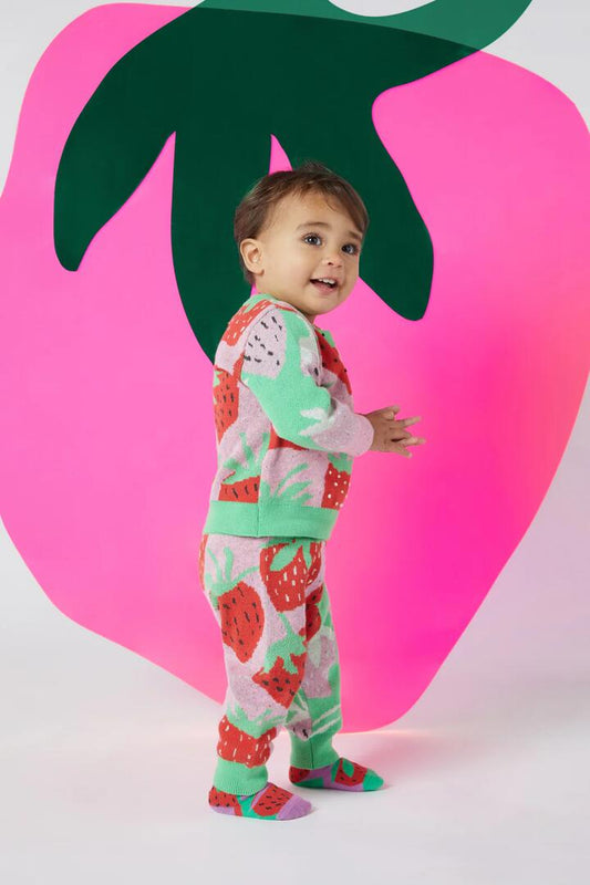 Image of a model wearing Pants. Productname: Berry Baby Knit Pant in Multi colour by brand - Gorman