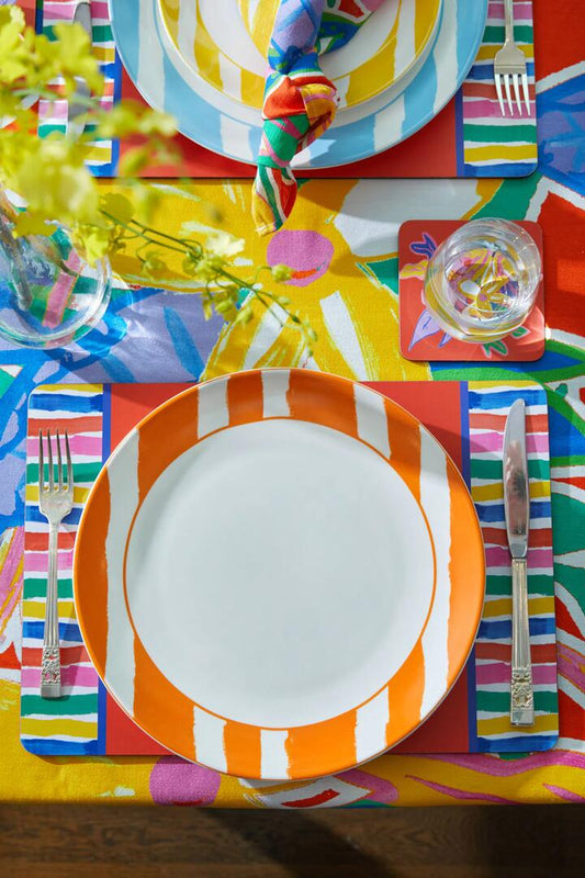 Image of Kitchen & Dining. Productname: Stripe Orange Plate Lge in Orange colour by brand - Gorman