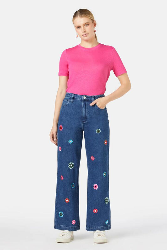 Image of a model wearing Denim. Productname: Mirror Mirror Jeans in Mid Blue colour by brand - Gorman