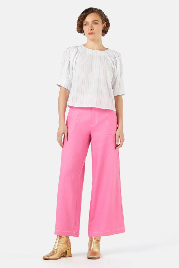 Image of Blouses. Productname: Rainbow Stripes Blouse in White colour by brand - Gorman