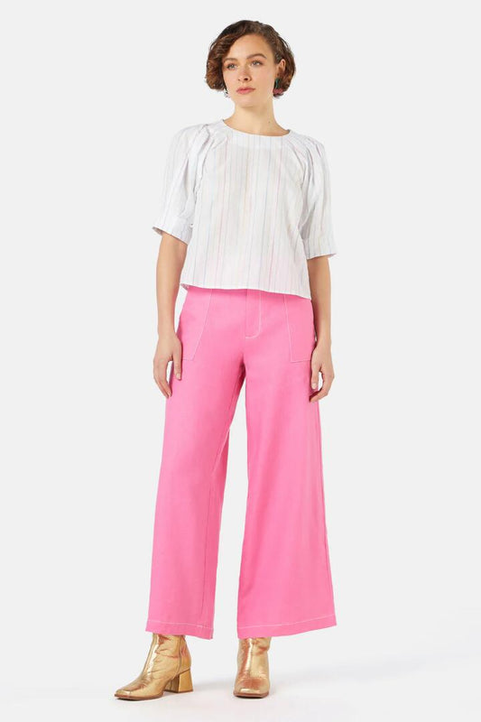 Image of Blouses. Productname: Rainbow Stripes Blouse in White colour by brand - Gorman