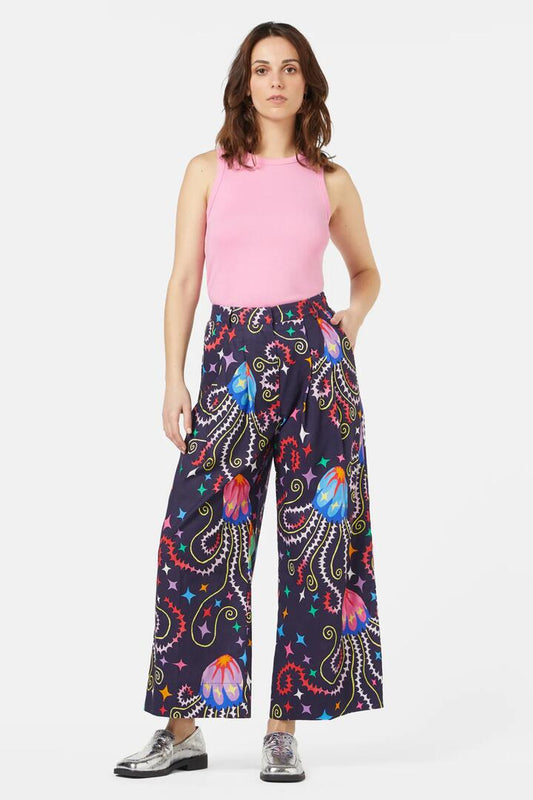 Image of a model wearing Pants. Productname: Jellyfish Culotte in Print colour by brand - Gorman