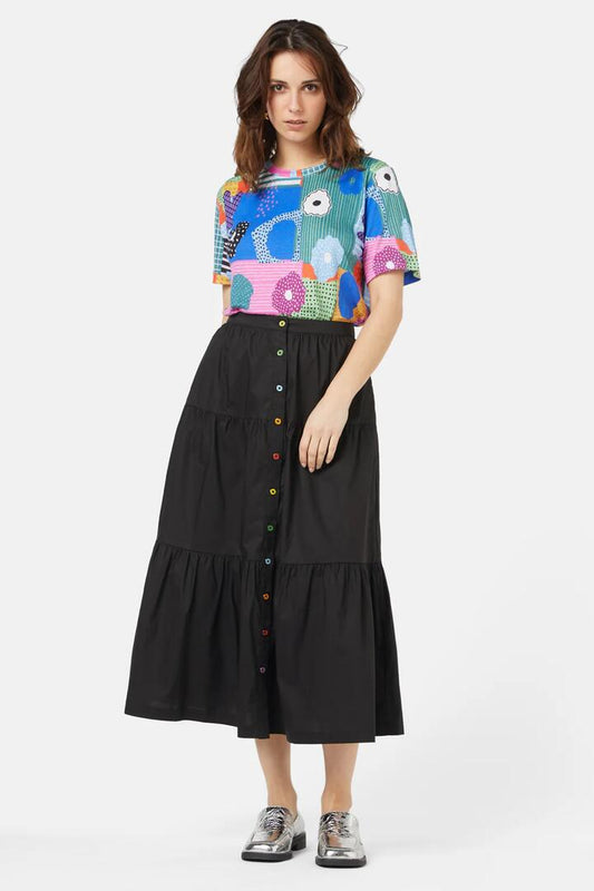 Image of a model wearing Skirts. Productname: Goodie Gumdrop Skirt in Black colour by brand - Gorman
