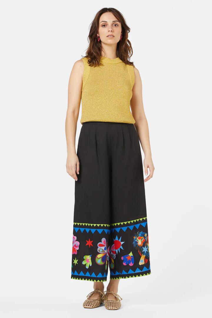 Image of a model wearing Pants. Productname: Mystic Creatures Culotte in Print colour by brand - Gorman