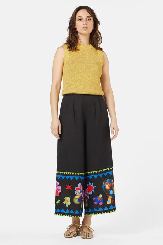 Image of a model wearing Pants. Productname: Mystic Creatures Culotte in Print colour by brand - Gorman