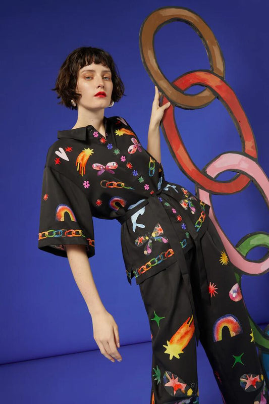 Image of a model wearing Tops. Productname: Sticker Collection Shirt in Print colour by brand - Gorman