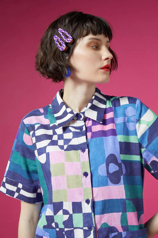 Image of Hair Accessories. Productname: Tropic Check Hair Clip Set X2 in Multi colour by brand - Gorman