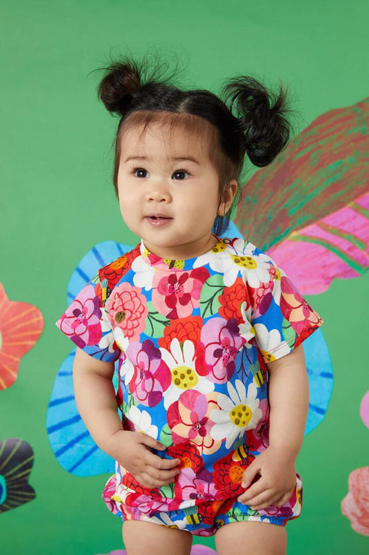 Image of a model wearing Tops. Productname: Dahlia Baby Tee in Print colour by brand - Gorman