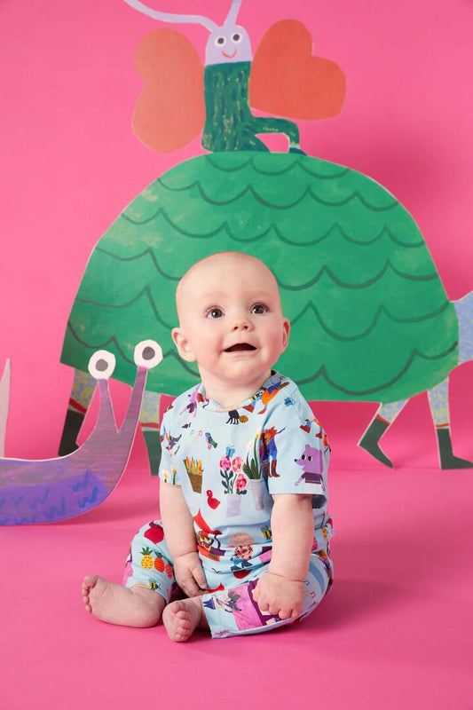 Image of a model wearing Tops. Productname: Market Baby SS Tee in Blue colour by brand - Gorman