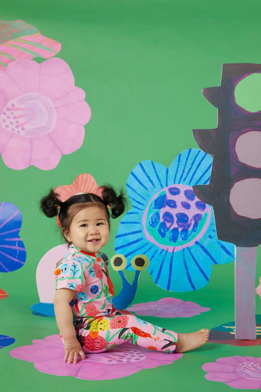 Image of a model wearing Pants. Productname: Pineapple Baby Legging in Pink colour by brand - Gorman