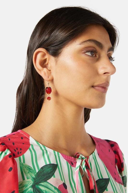 Image of Earrings. Productname: Strawberry Field Earring in Red colour by brand - Gorman