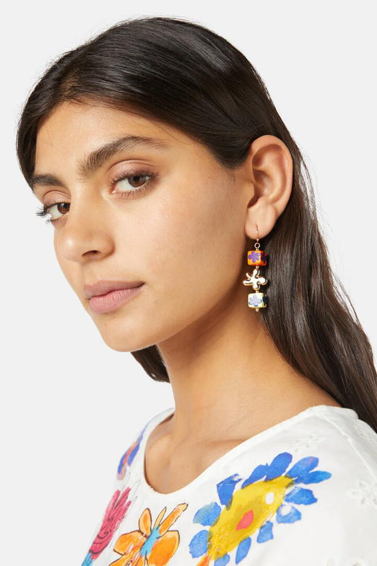Image of Earrings. Productname: Flower Charm Earring in Multi colour by brand - Gorman