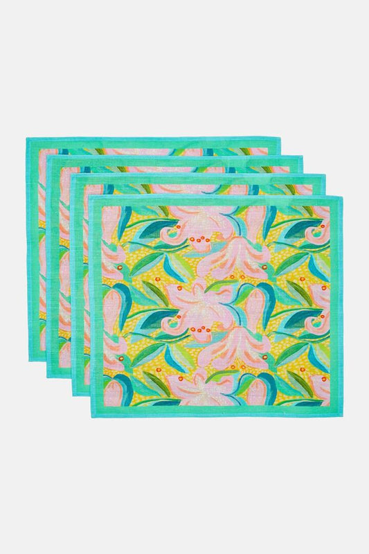 Image of Kitchen & Dining. Productname: Lillies Napkin Set 4 in Print colour by brand - Gorman