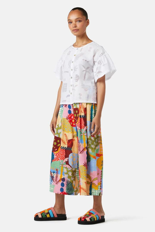 Image of a model wearing Tops. Productname: Palmetto Burnout Top in White colour by brand - Gorman