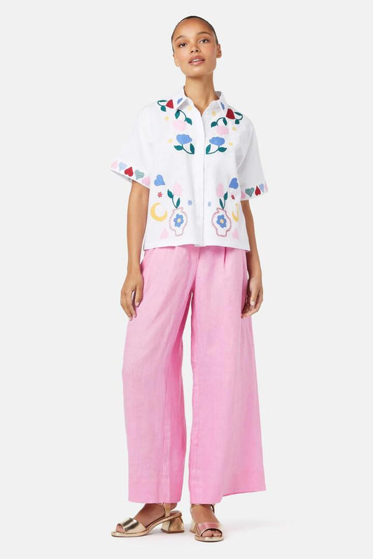Image of a model wearing Pants. Productname: Olivia Pant in Light Pink colour by brand - Gorman